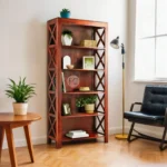X - FRAME CONTEMPORARY SOLID SHEESHAM WOOD BOOKSHELVE & DISPLAY RACK