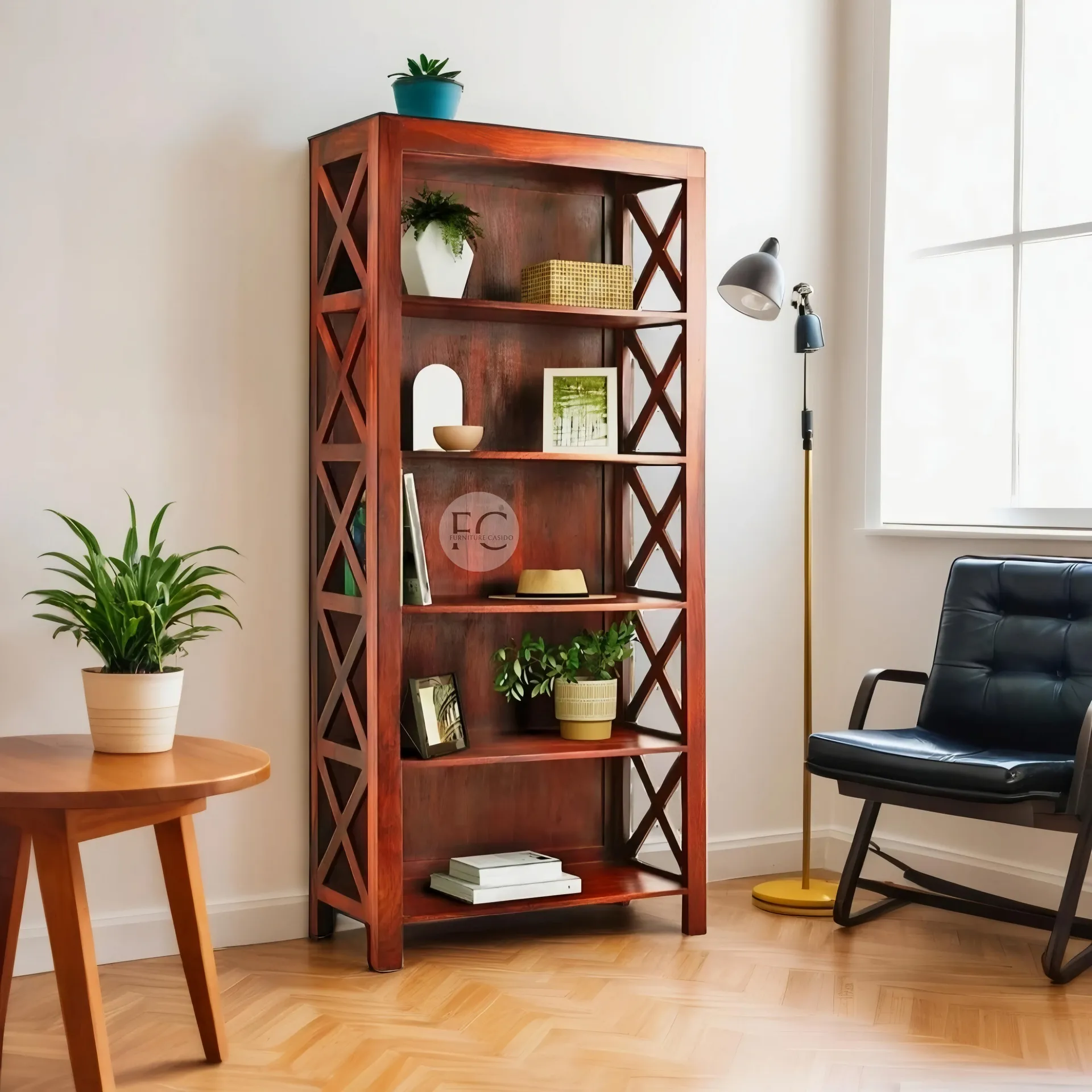 wooden bookshelf design - bookrack design made from solid sheesham wood