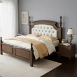 WOODEN UPHOLSTERED BED IN KING SIZE WITH BEDSIDE TABLE OPTIONS