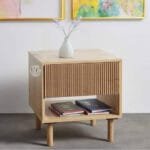 CARVING DRAWER BEDSIDE CABINET TABLE MADE WITH MANGO WOOD - BEDROOM FURNITURE