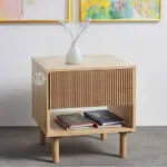 CARVING DRAWER BEDSIDE CABINET TABLE MADE WITH MANGO WOOD - BEDROOM FURNITURE
