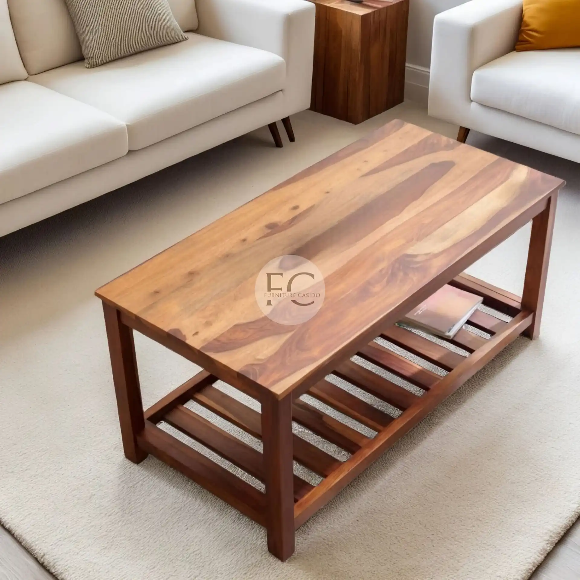 living room coffee table design - center table made with solid sheesham wood