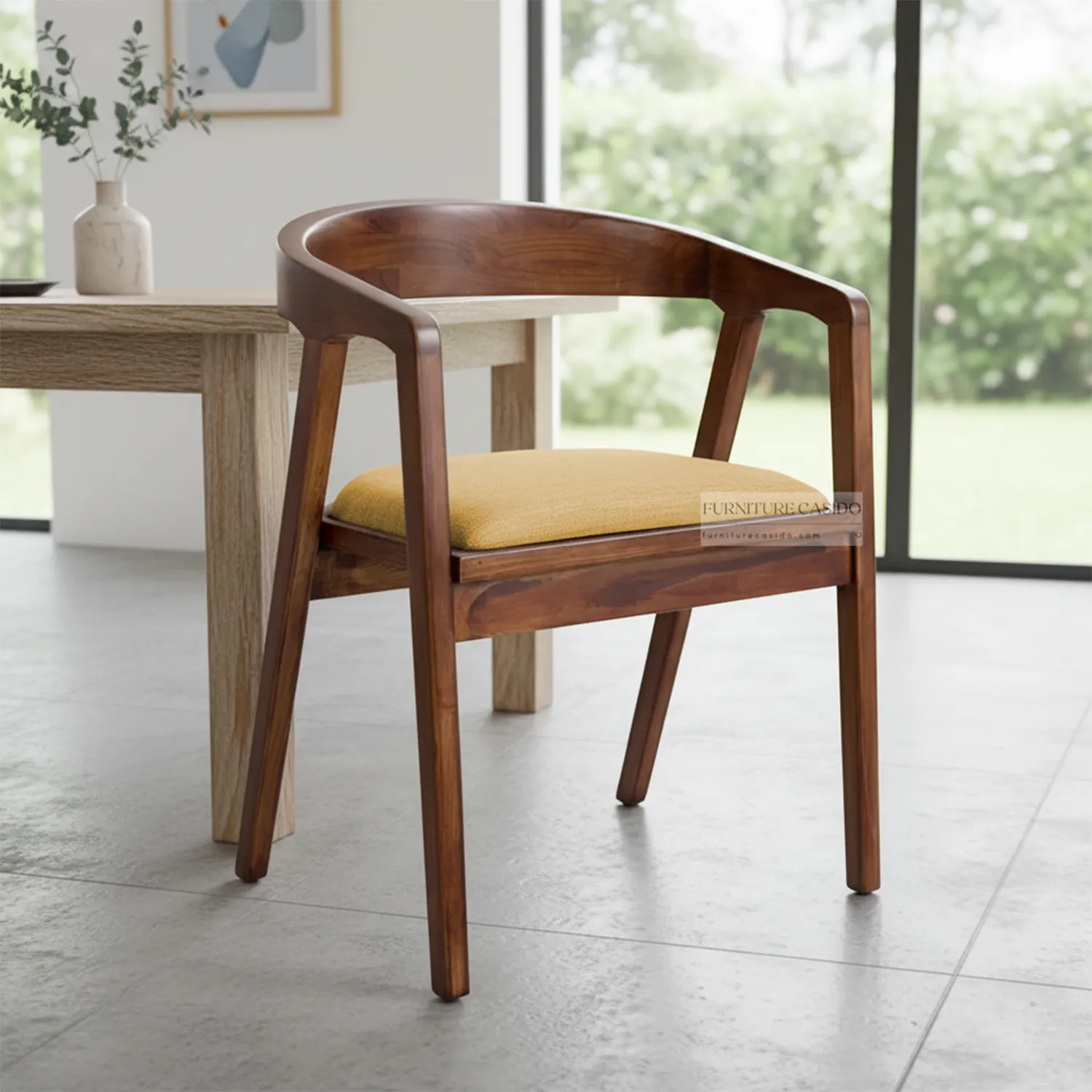 solid sheesham wood dining armchair design with cushion