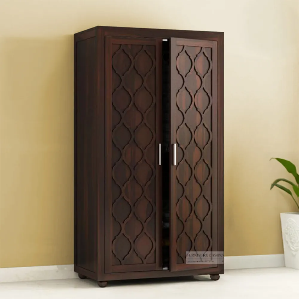 solid sheesham wooden cupboard design 2 door almirah design