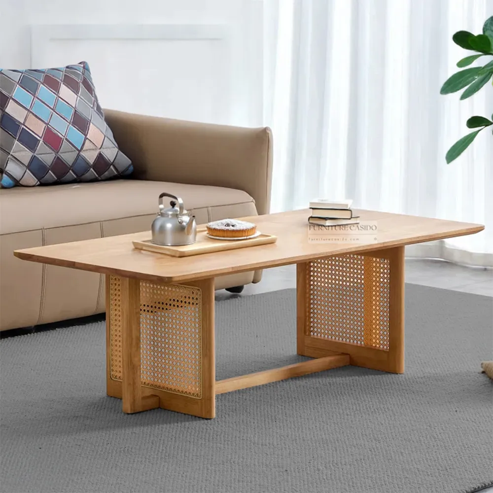 solid wood rattan coffee table sofa center table for living room