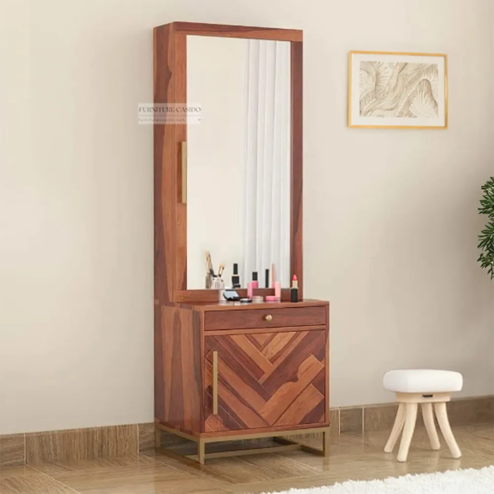 solid wooden dressing table design with door storage