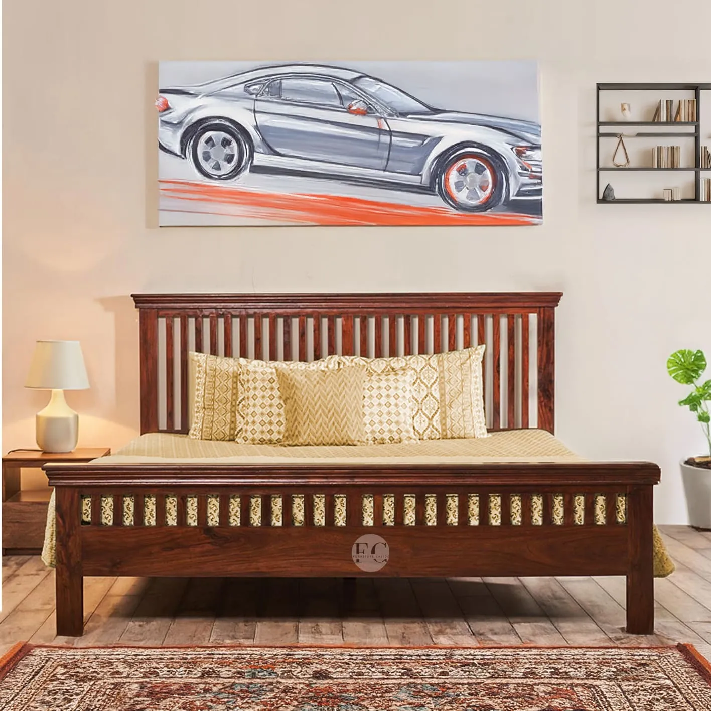 stripe wooden bed design made from sheesham wood ( king size bed & queen size bed and single size bed)