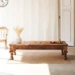 HANDCARVED SOLID WOOD LIVING ROOM COFFEE TABLE & CENTER TABLE