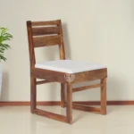 LADDER SOLID SHEESHAM WOODEN DINING CHAIR WITH CUSHION ON SEAT