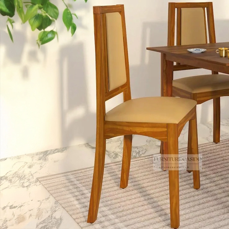 solid sheesham wooden chair for dining table with cushion seat