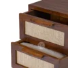 solid wooden bedside table design cabinet with metal legs for multipurpose uses !