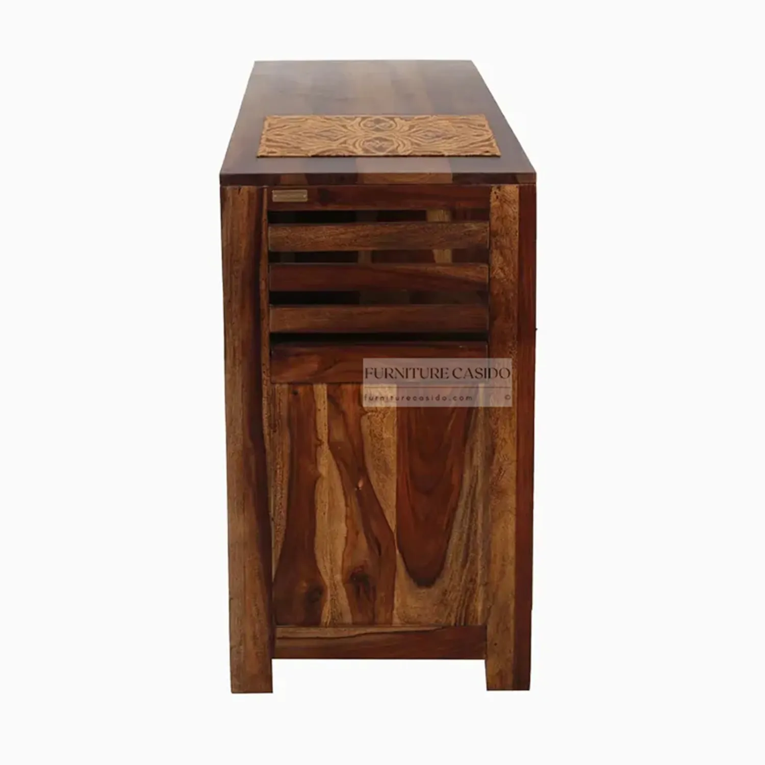 solid wooden chest of drawers cabinet with 2 storage shelves