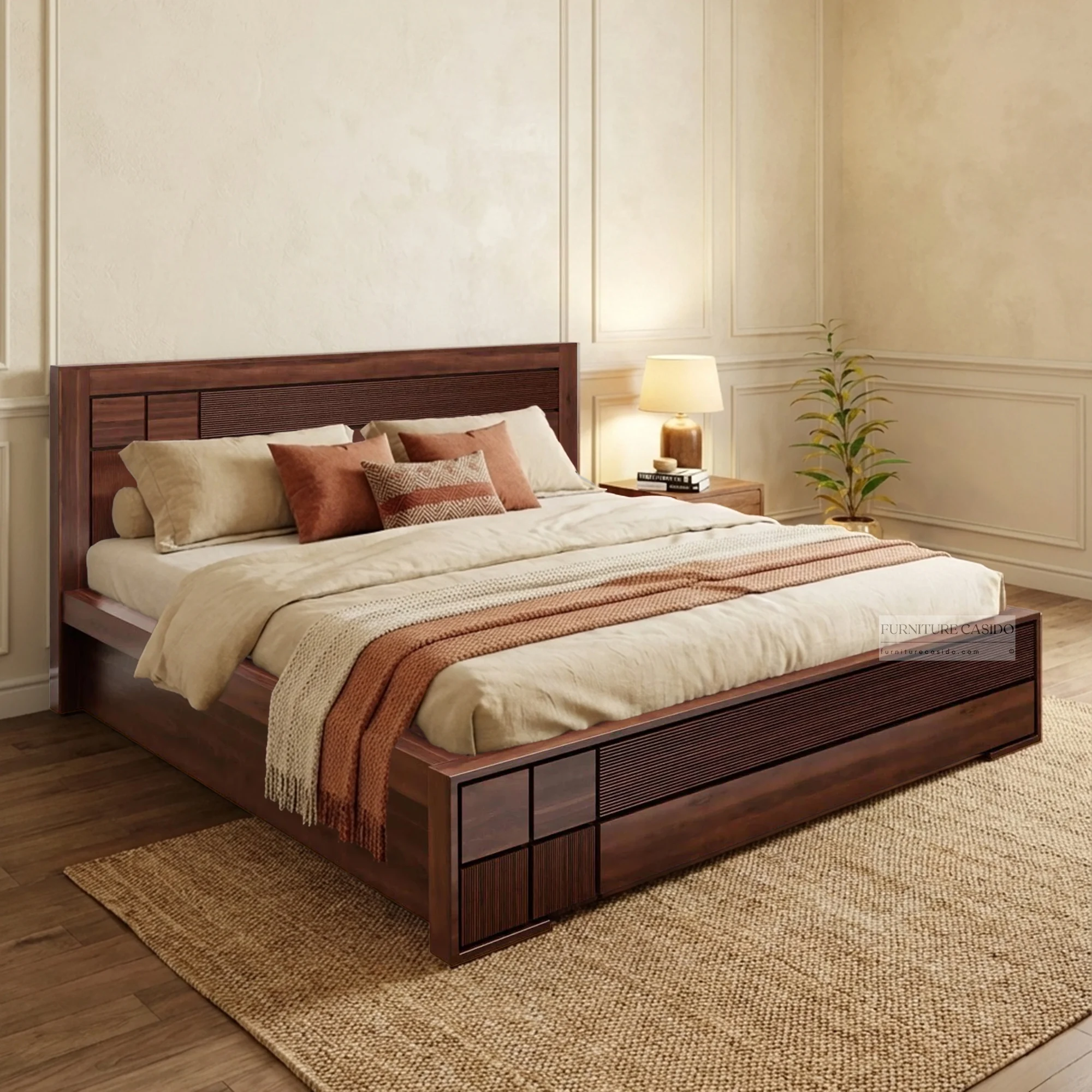solid wooden queen bed with hydraulic storage