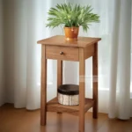 SCANDINAVIAN SOLID WOOD SIDE END TABLE WITH STORAGE