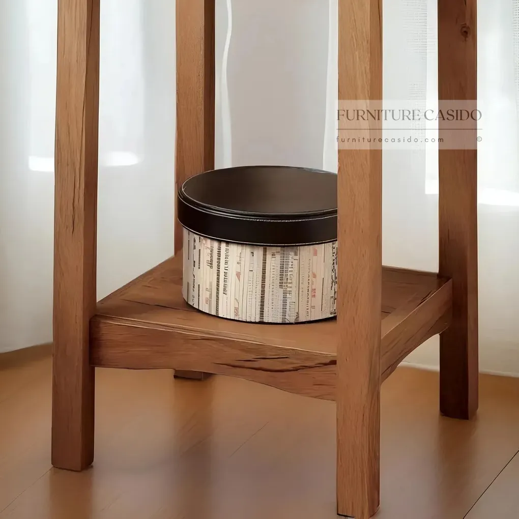 solid wooden side end table with storage