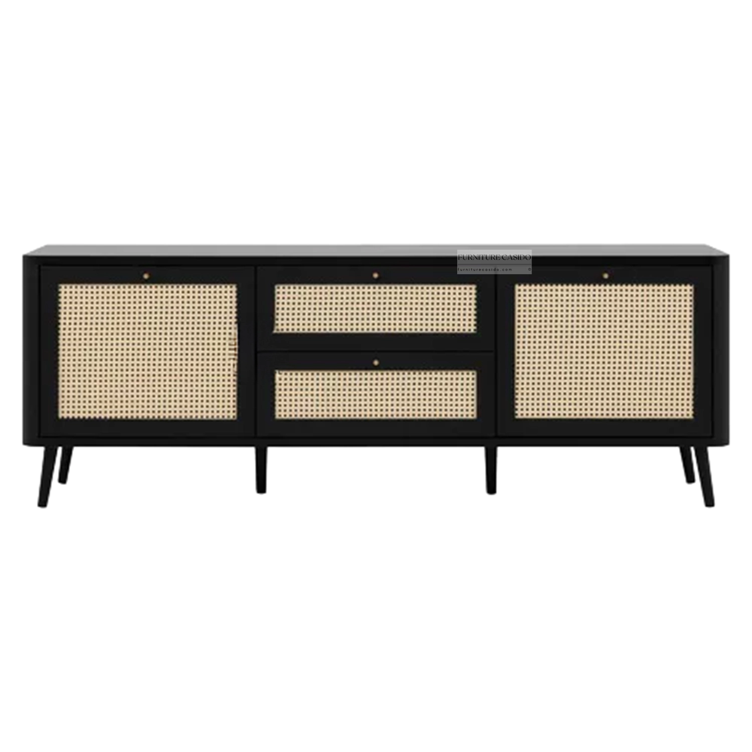 wooden cane tv unit - tv cabinet