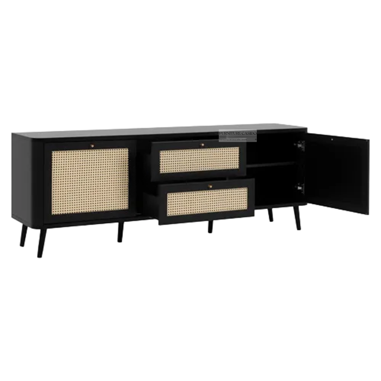 wooden cane tv unit - tv cabinet