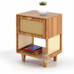 BOHO SOLID MANGO WOOD BEDSIDE & SIDE TABLE WITH RATTAN CANE WORK !