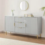 DESIGNER SOLID MANGO WOOD LARGE SIDEBOARD CABINET WITH METAL LEGS