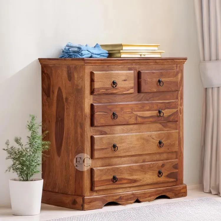 ethnic solid sheesham wood chest of 5 drawers design cabinet design