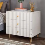 MODERN SOLID MANGO WOOD BEDSIDE TABLE WITH METAL LEGS !