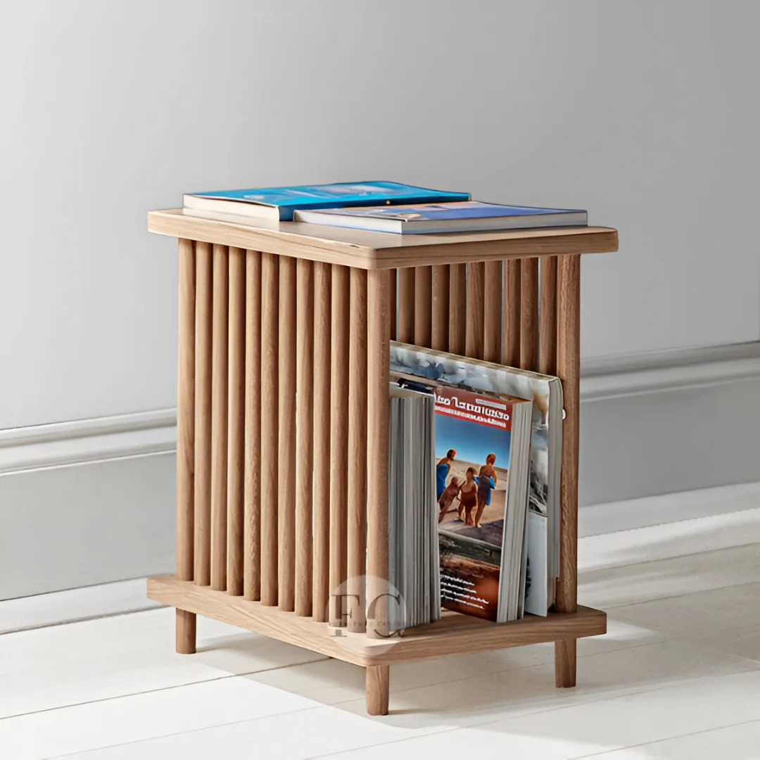 oak wood side table design - living room furniture