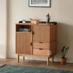 SCANDINAVIAN SOLID MANGO WOOD SIDEBOARD CABINET WITH 2 DOORS & 2 DRAWERS !
