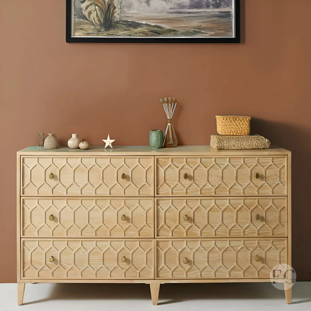 solid mango wood large chest of 6 drawers cabinet design