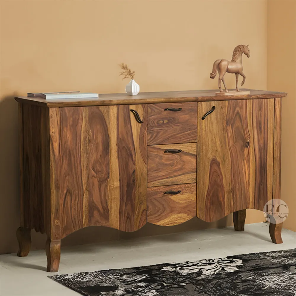 solid sheesham wood kitchen crockery cabinet design- sideboard cabinet design
