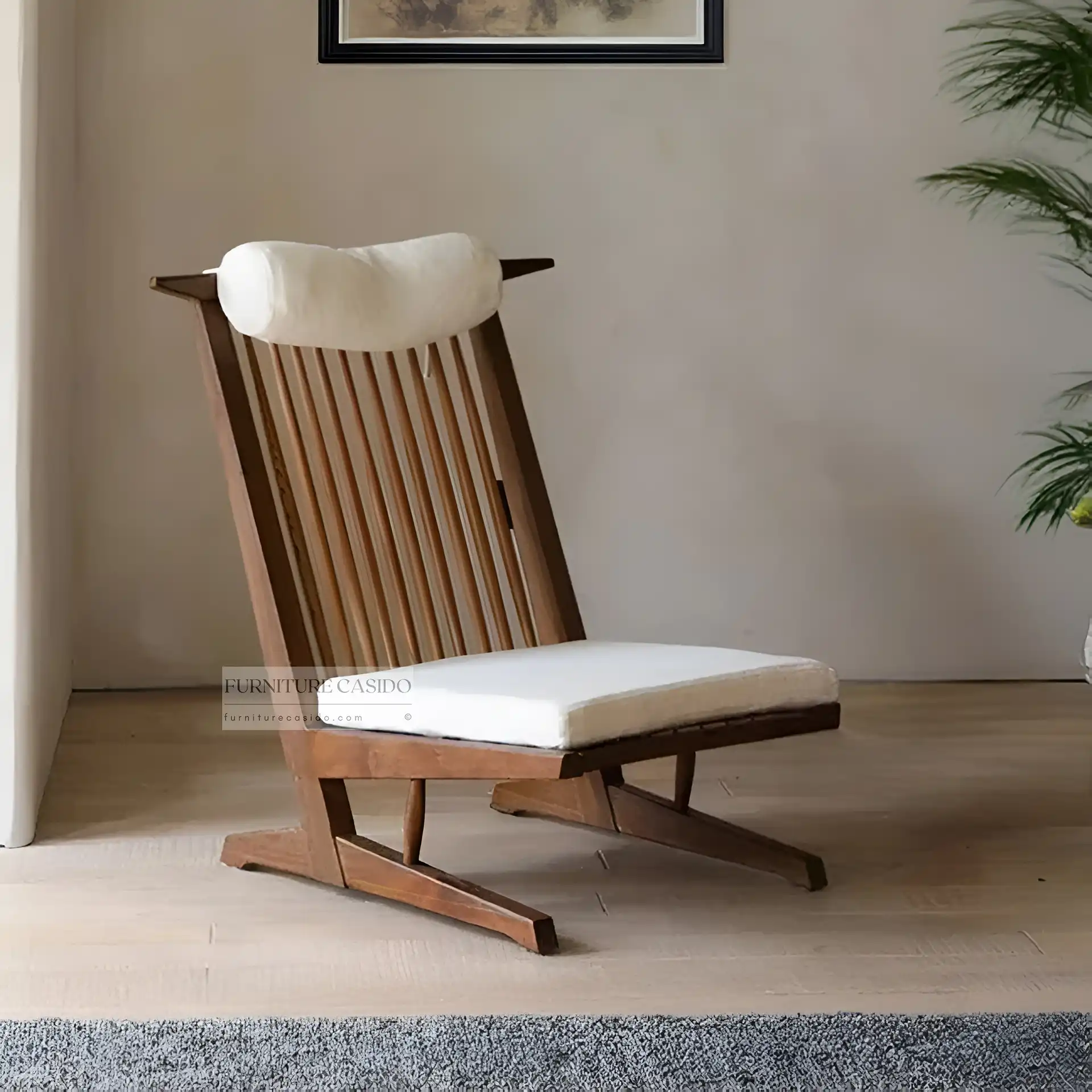 solid sheesham wood relaxing chair with cushion seat & back