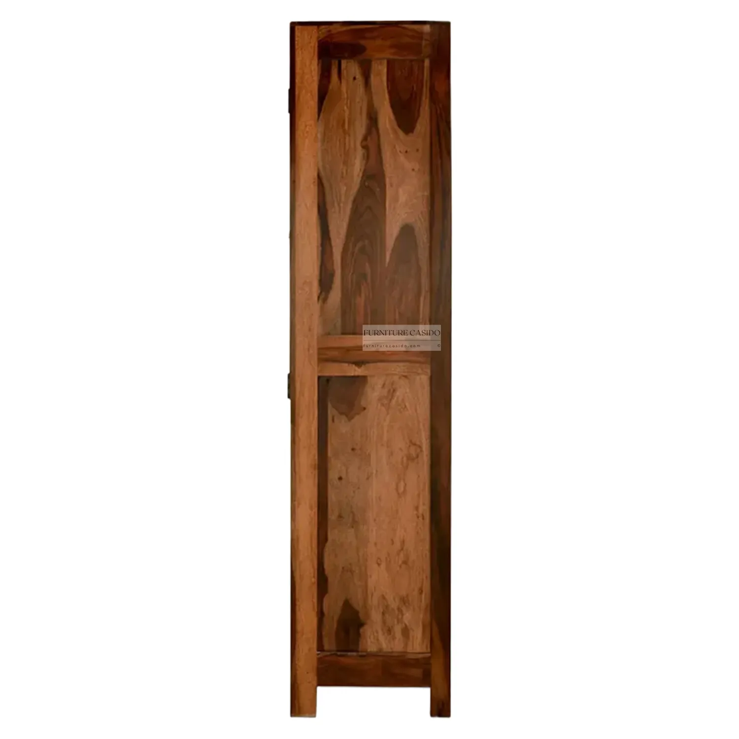 solid wooden bookshelf with glass doors & rattan cane work