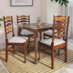 VINTAGE WOODEN DINING TABLE SET 4 SEATER WITH CUSHION - 6 & 8 SEATER OPTION AVAILABLE