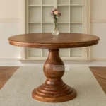 PEDESTAL SOLID WOOD 6 SEATER ROUND DINING TABLE
