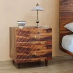 MODERN SOLID SHEESHAM WOOD 2 DRAWER BEDSIDE TABLE