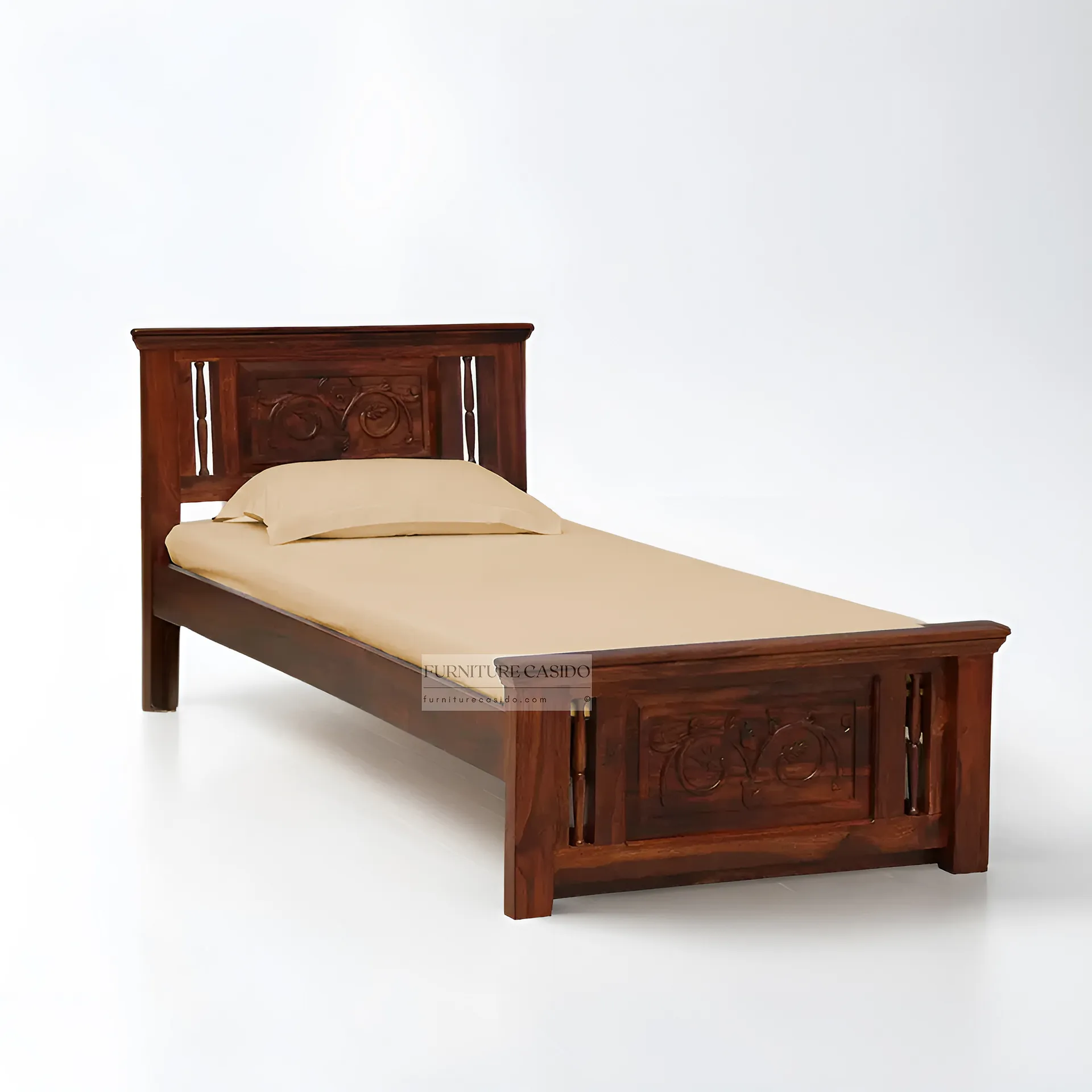 solid wooden single bed design without storage