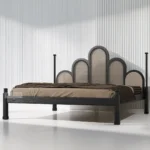 ARCHE LUXE WOODEN DOUBLE BED WITH RATTAN CANE WORK – QUEEN SIZE