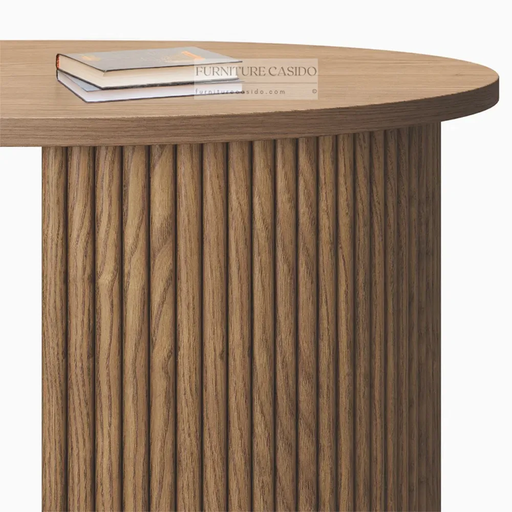 wooden oval coffee table with 2 bottom shelf - oval shape center table