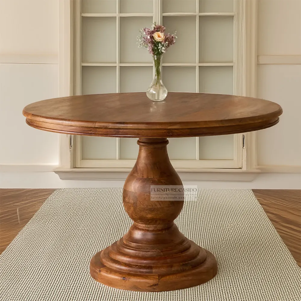 wooden round dining table 4 seater