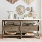 FRENCH SOLID WOOD LIVING ROOM CONSOLE TABLE WITH STORAGE
