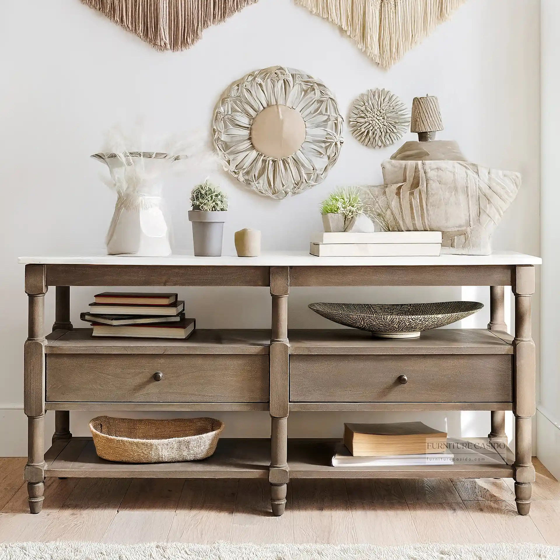 Solid Wood Living Room Console Table With drawers