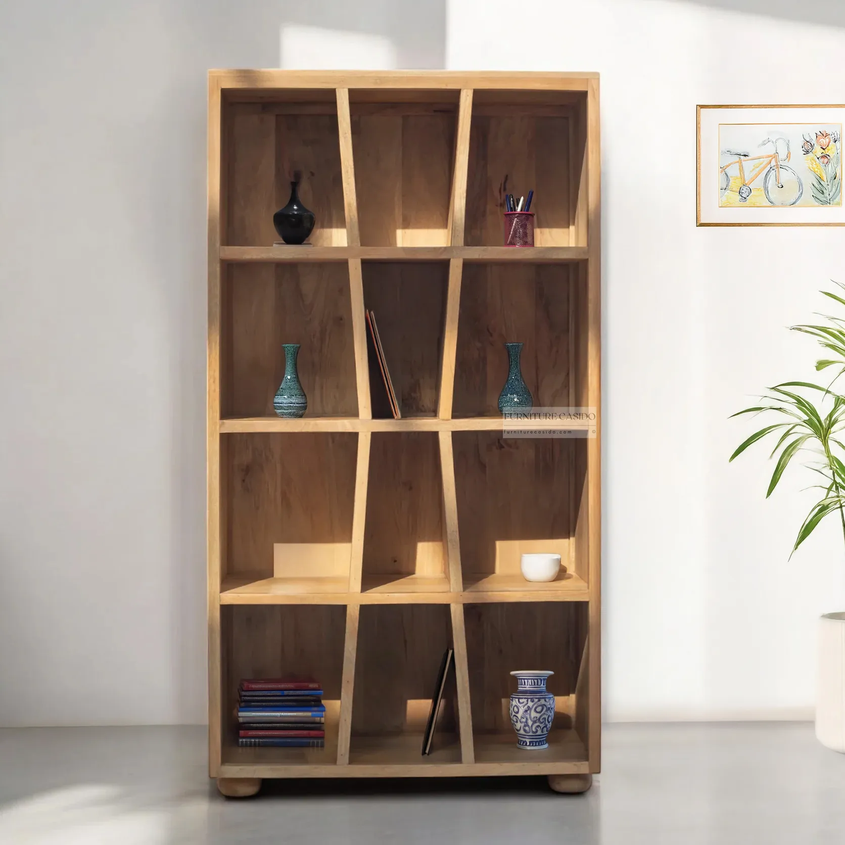 solid wooden bookshelf design large display rack