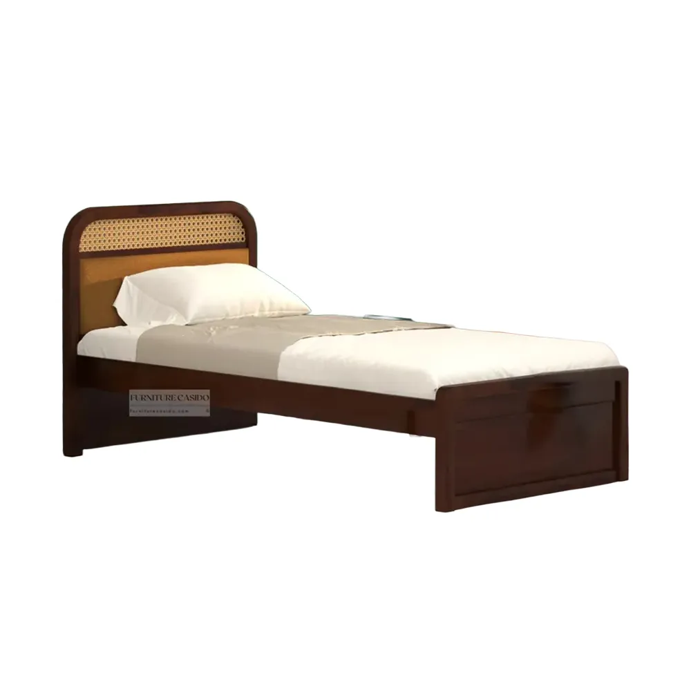 solid sheesham wood upholstered single bed design
