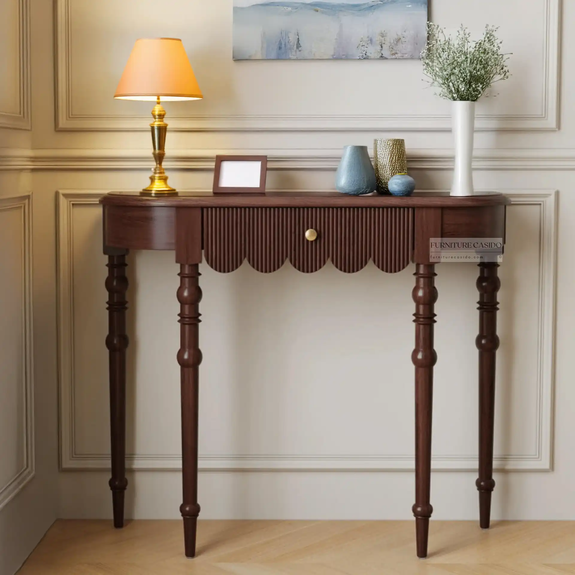solid wood entryway console table with drawer
