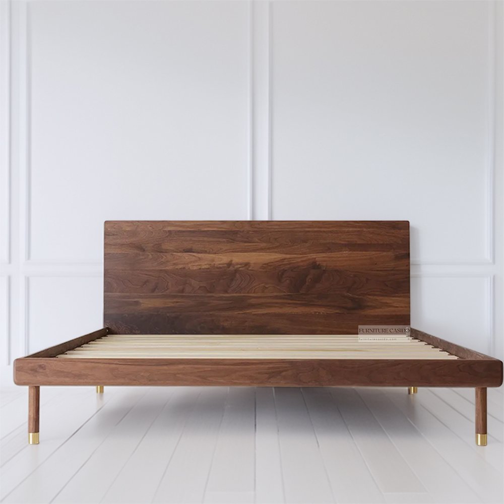 solid wood queen size bed design - no storage