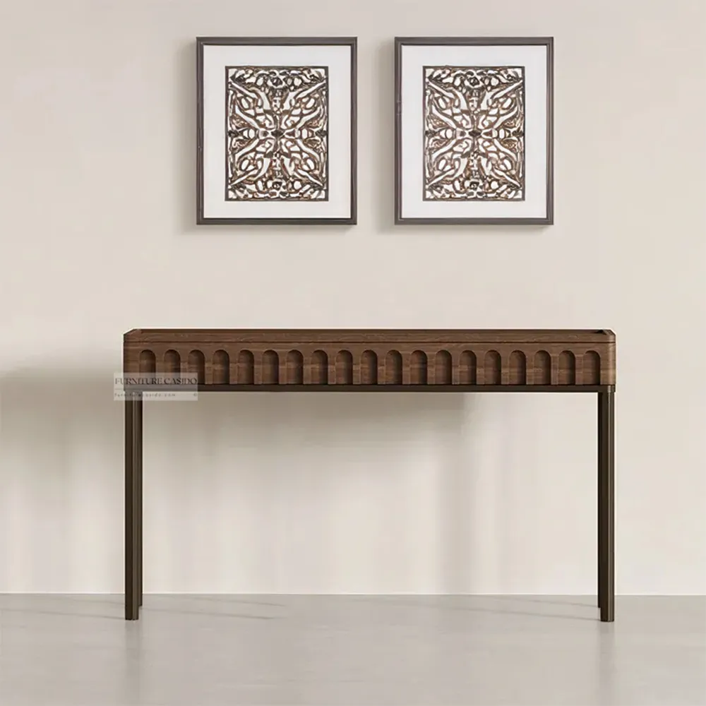 solid wooden entrance console table with drawers
