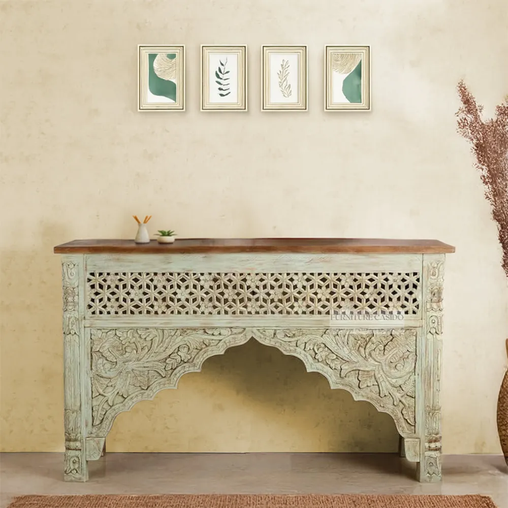 traditional solid wood console table design