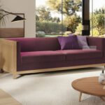 RATTAN SOLID WOOD 2 SEATER SOFA WITH CUSHION