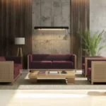 RATTAN SOLID WOOD 7 SEATER SOFA SET WITH CUSHION SEAT - IN ALL SETS