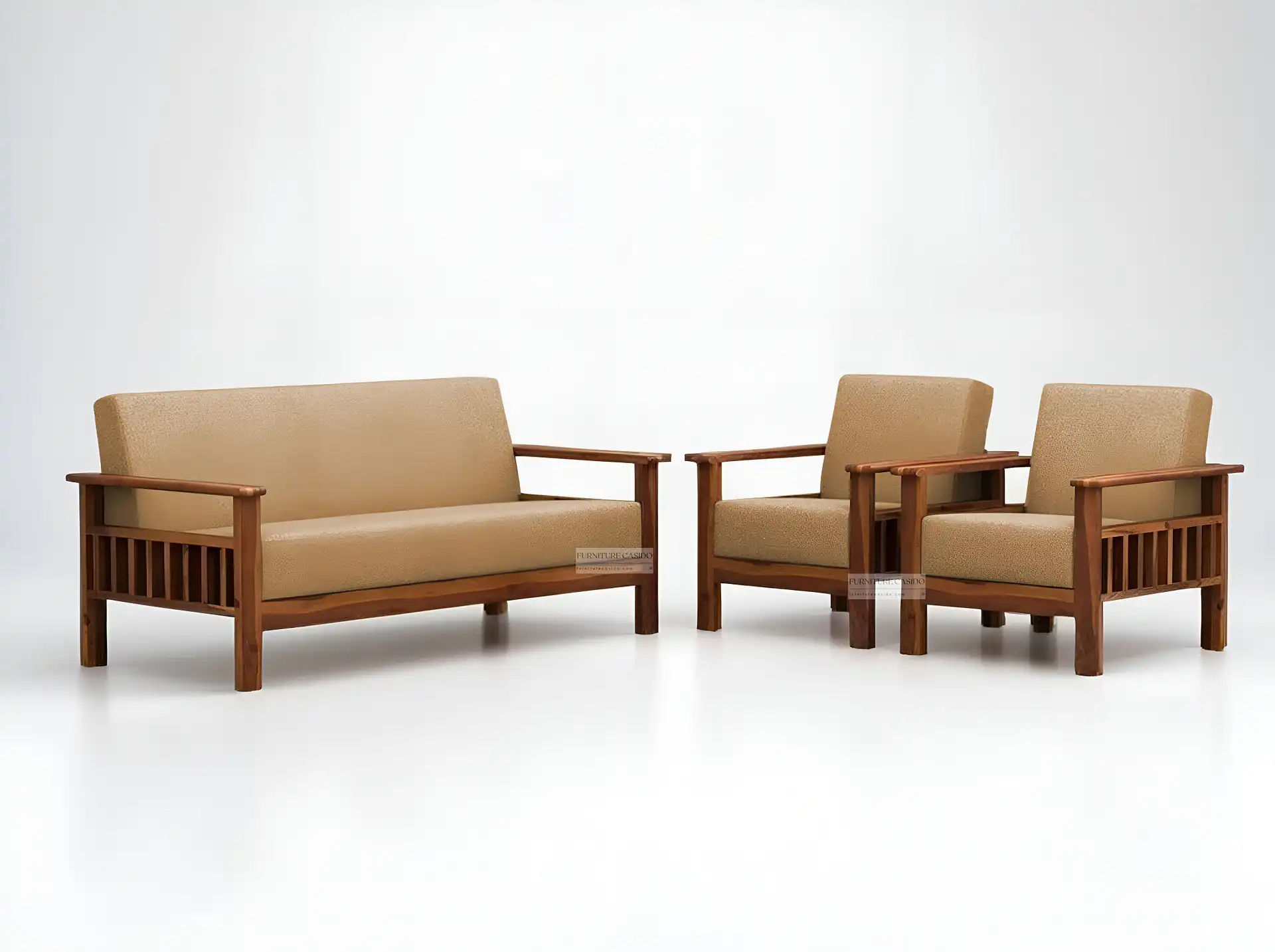 solid sheesham 4 seater wooden sofa set