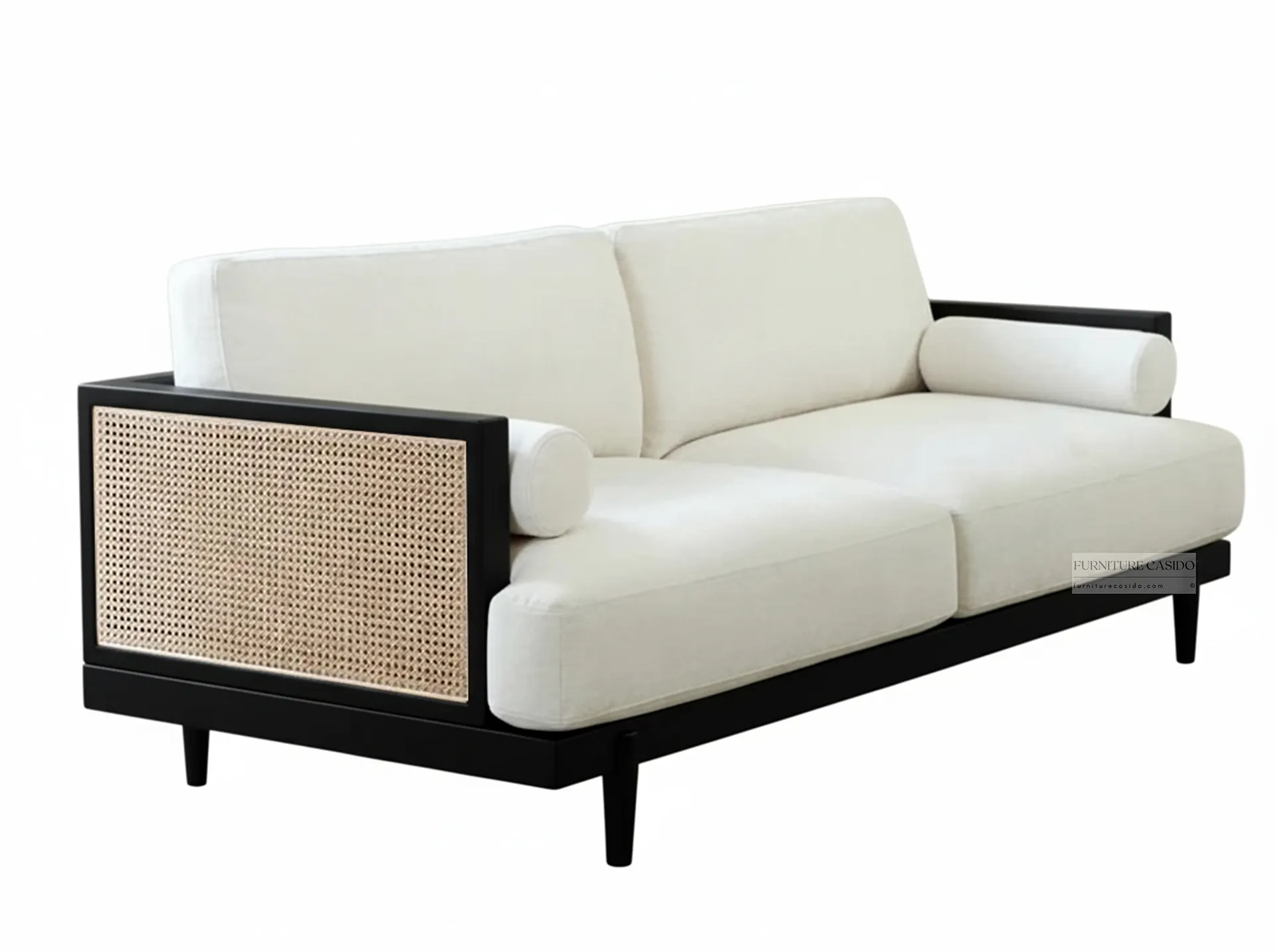 solid sheesham wooden 2 two seater sofa design with rattan cane